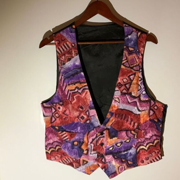 Vintage 80’s Vest Waistcoat, Abstract Print. Size Medium. - Picture 13 of 15